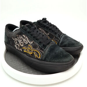 Vans Old Skool Comfycush Womens Size 9.5 Low Top Shoes Sneakers Fire Flames